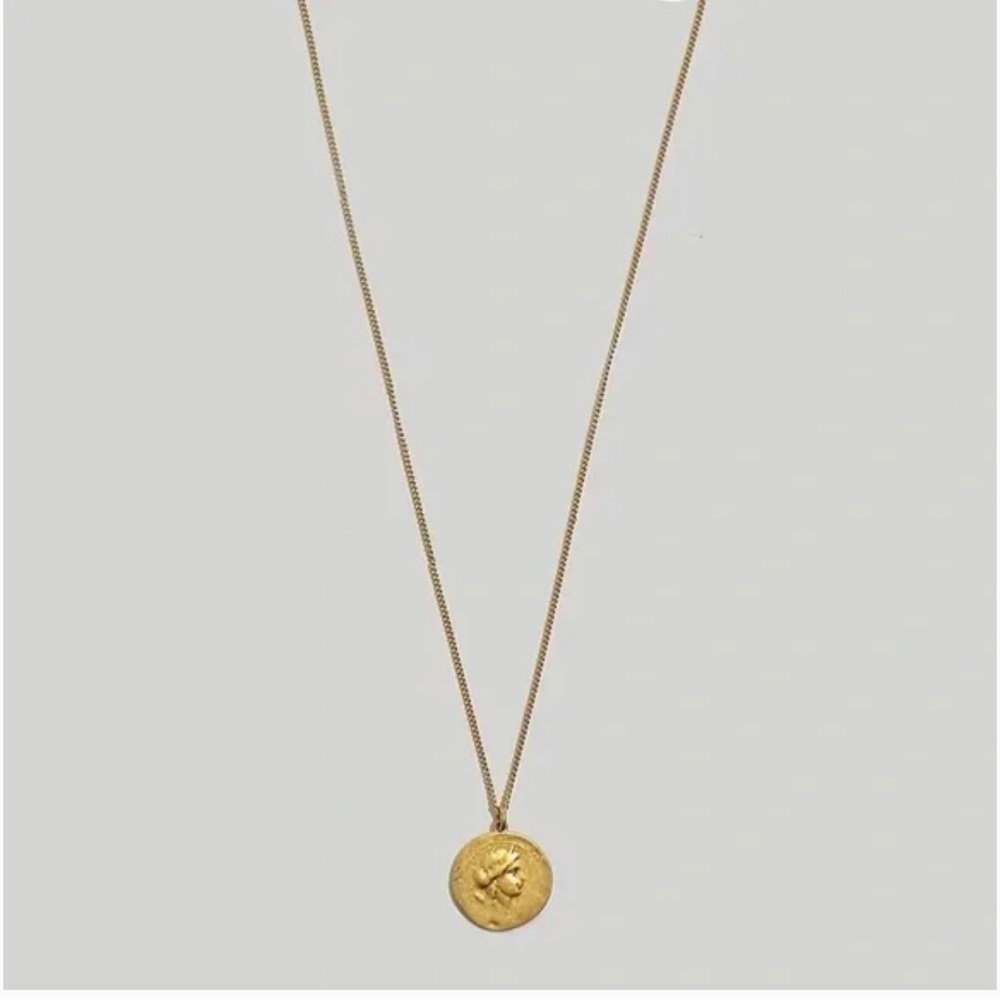 Madewell Ancient Coin Pendant Necklace, Gold, NWT